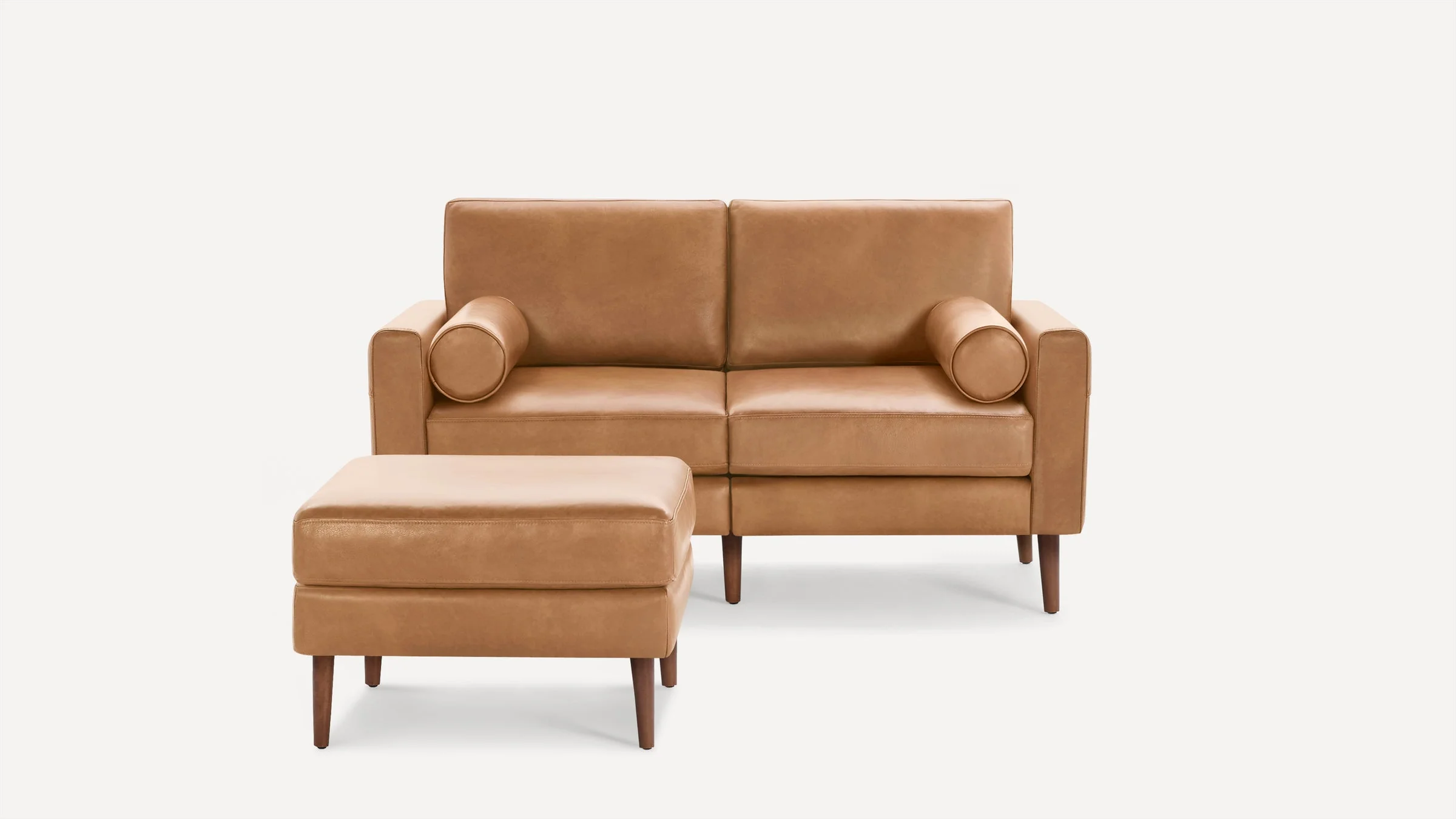 Nomad Leather Loveseat with Ottoman