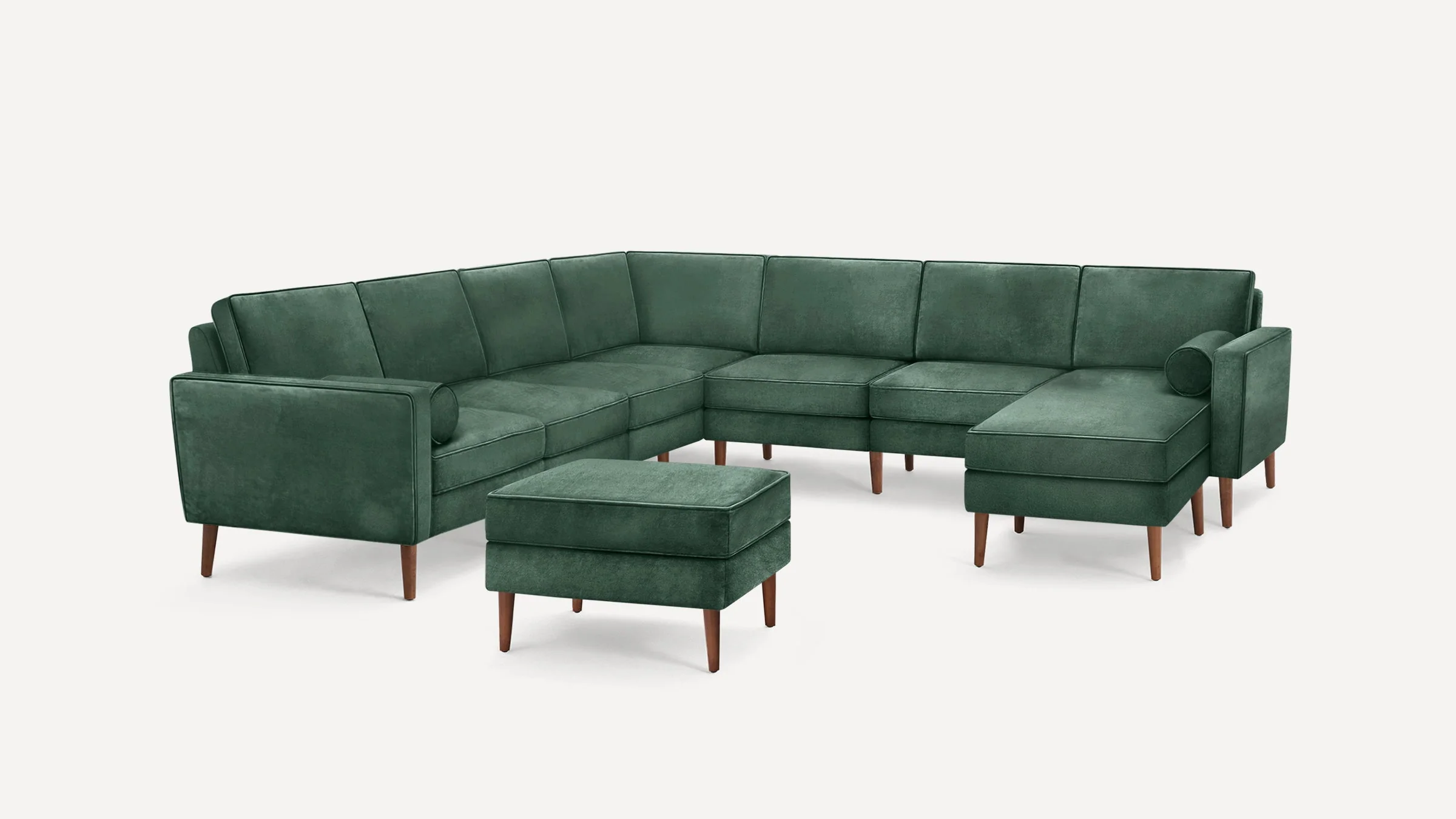 Nomad Velvet 7-Seat Corner Sectional with Reversible Chaise and Ottoman