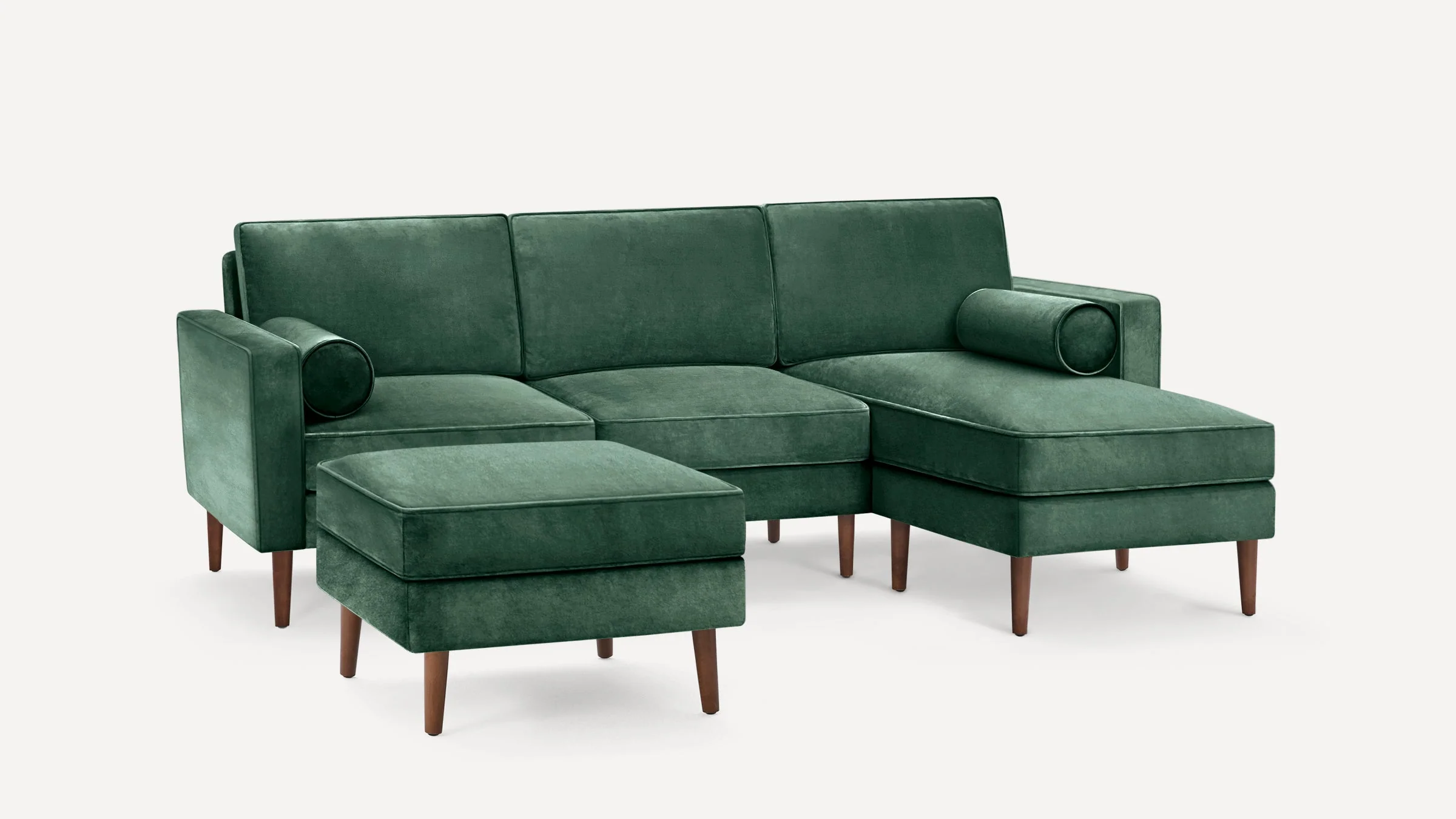 Nomad Velvet Sofa with Reversible Chaise and Ottoman