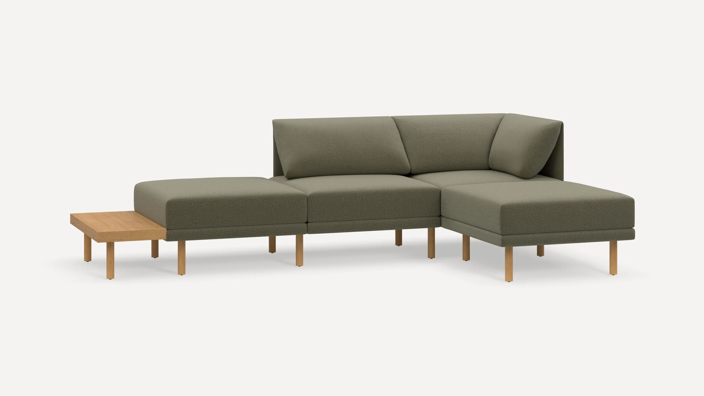 Range 4-Piece Open Sectional Double Lounger with Table